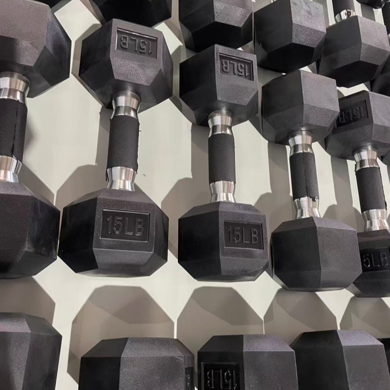 Black Hex Dumbbells with Protective Sleeve