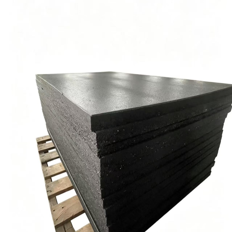 Black Rectangular Rubber Gym Mat 125×75cm Fine Top Coarse Bottom,15‑50mm Thickness