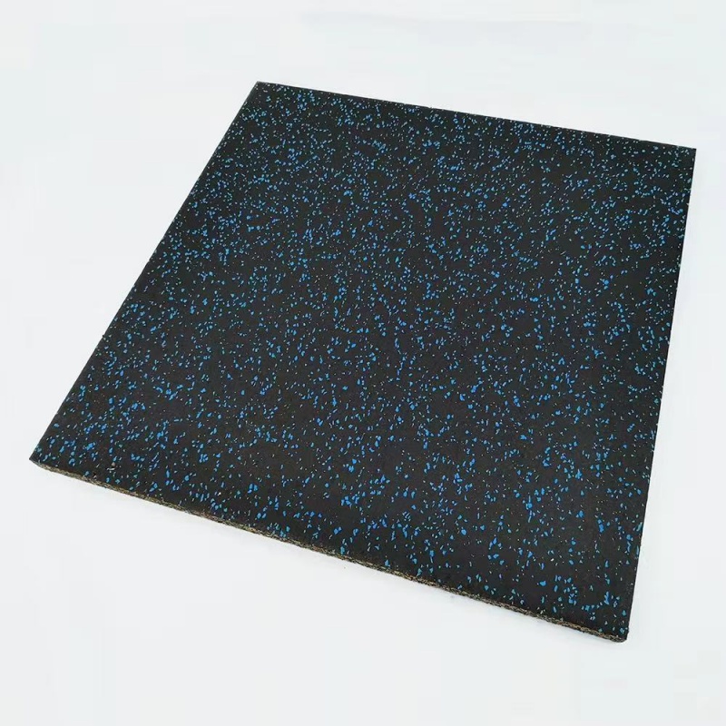 Black Square Rubber Gym Mat With Blue Dots 100×100cm,15‑50mm Thickness