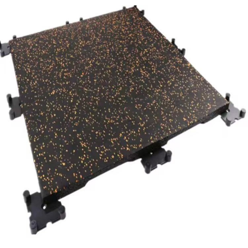 Black Square Rubber Gym Mat With Yellow Dots 100×100cm,15‑50mm Thickness