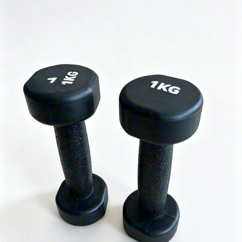 Black Small Dumbbells, Cast‑Iron Heads with TPU Coating & PVC Handle, 1‑5kg Home Fitness Hand Weights